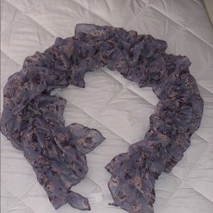 Purple Floral Ruffle Scarf
